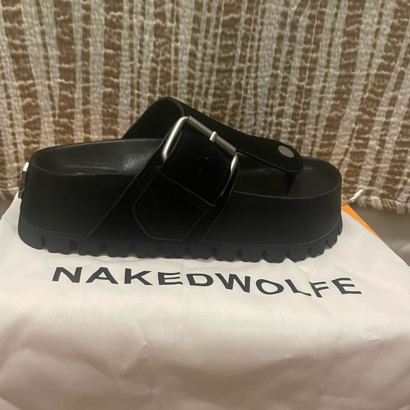 Naked Wolfe Shoes - Naked Wolfe Black Vixen Suede Sandals